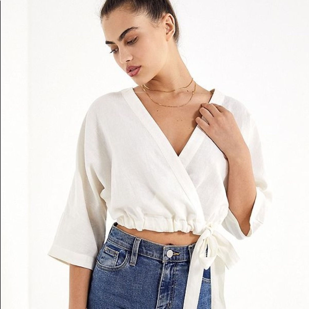 Urban outfitters jimmy wrap surplice top tie